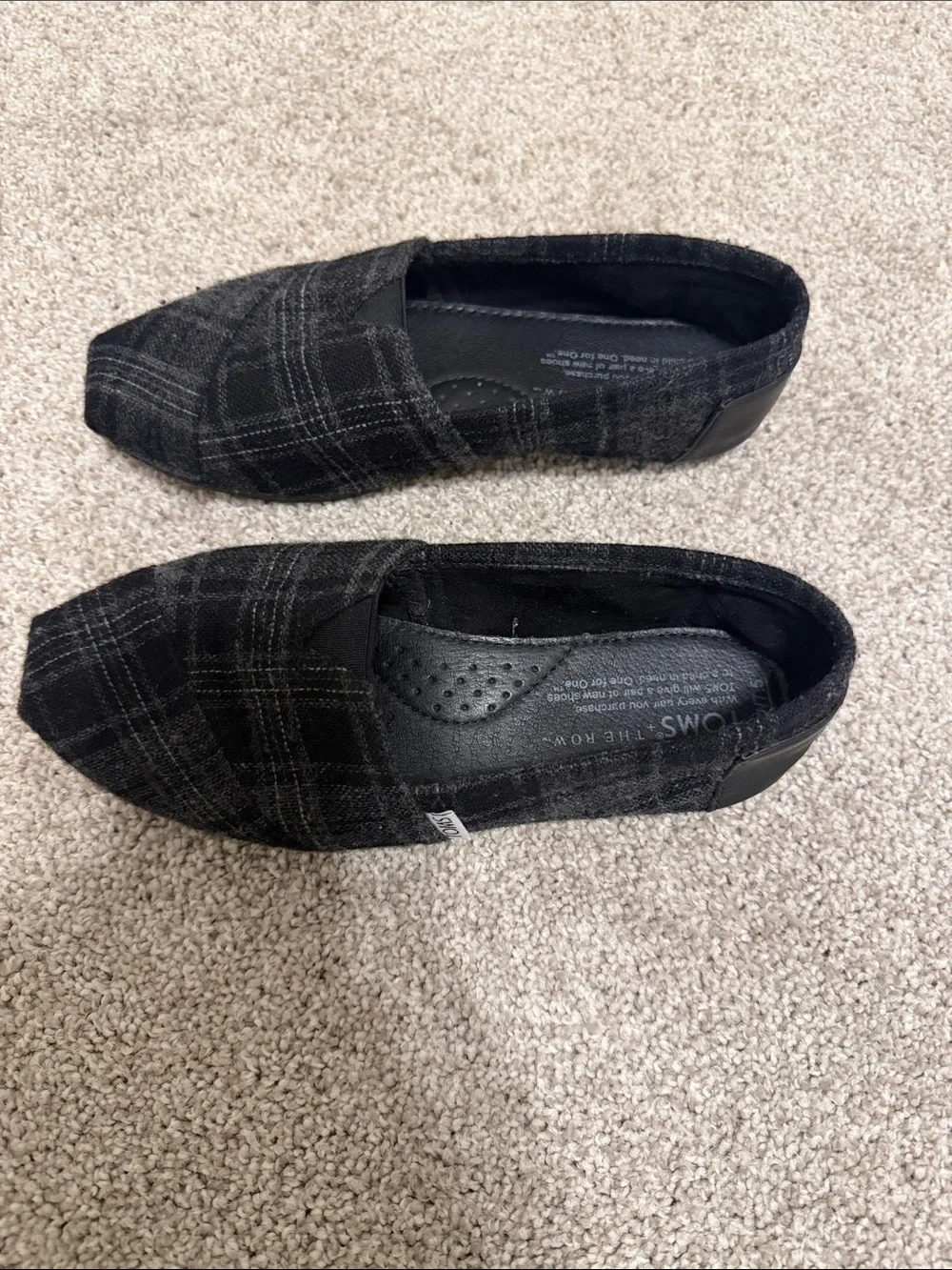Toms & The Row Black Plaid Slip-On Loafers